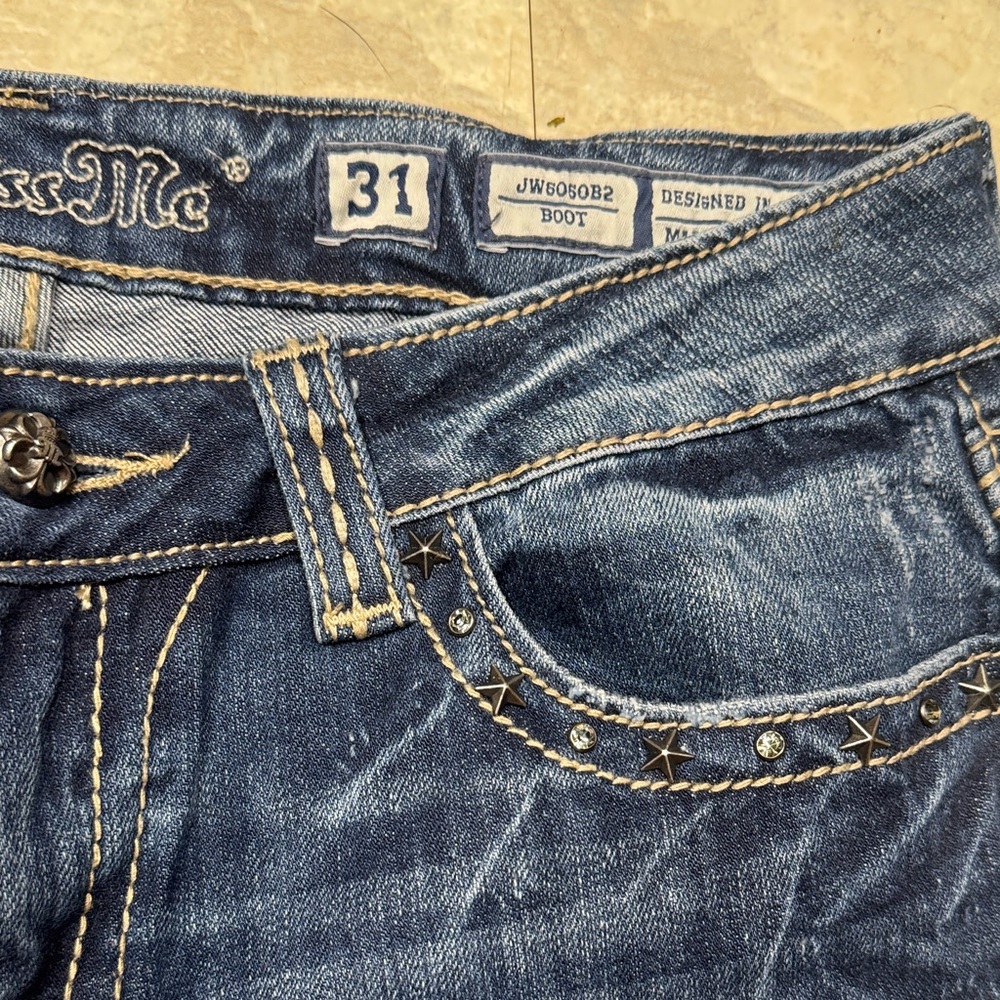 Miss Me Size 31 Dark Boot Cut Jeans embellished Y2K - Picture 6 of 12
